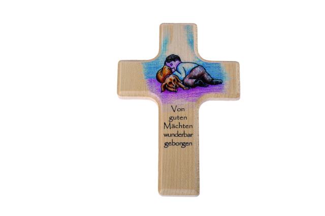 Großes Holzkreuz für Kinder, Wunderbar geborgen (6