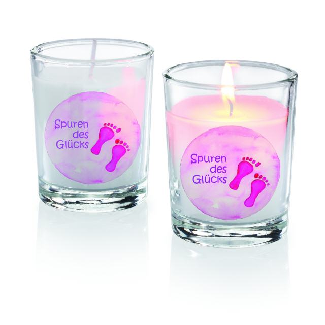 Großes KerzenLICHT mit kleinen Füßen in rosa (678.