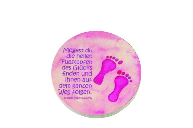 Rundes Holzbild, Kleine Füße rosa (678.4)